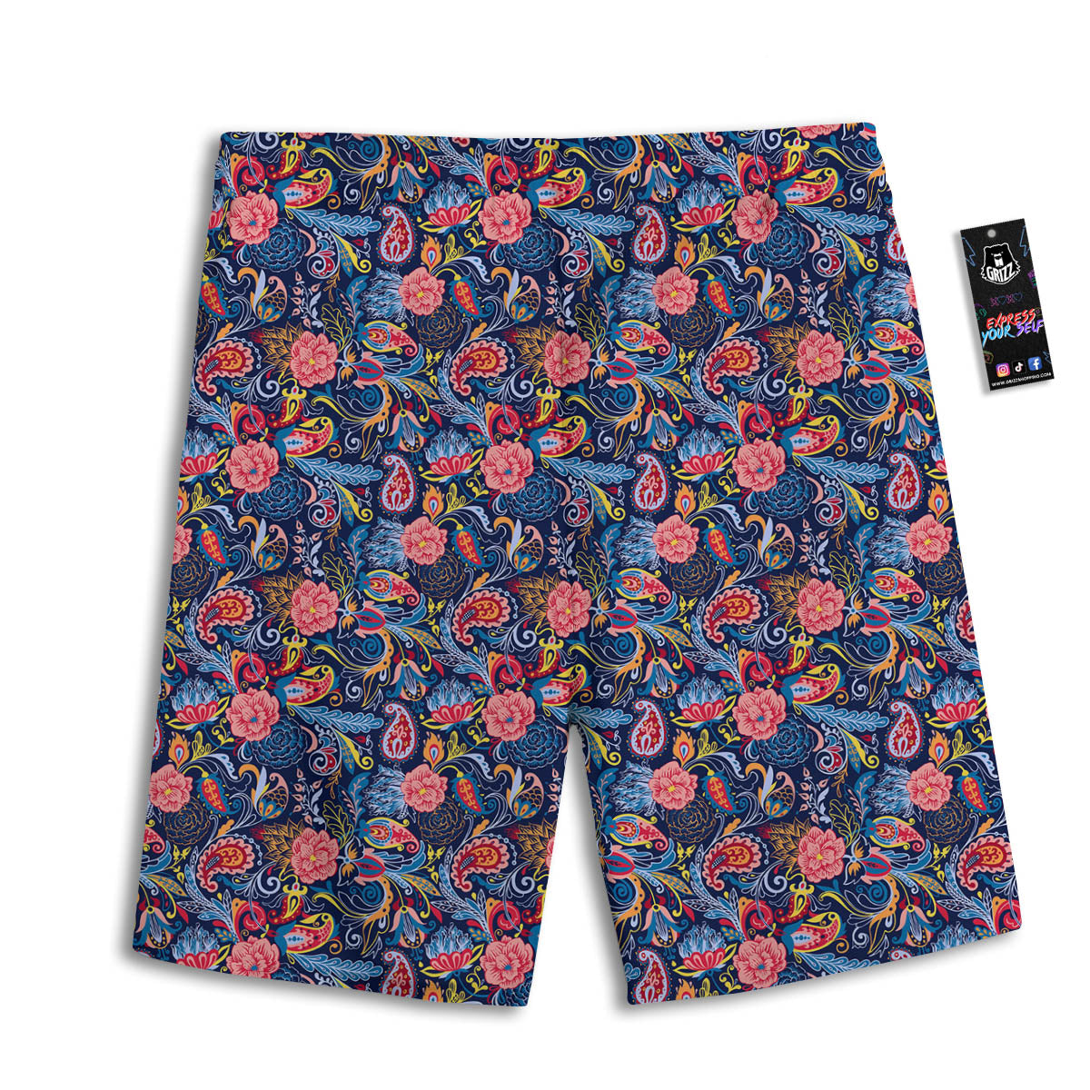 Paisley Blue Print Pattern Men's Athletic Shorts