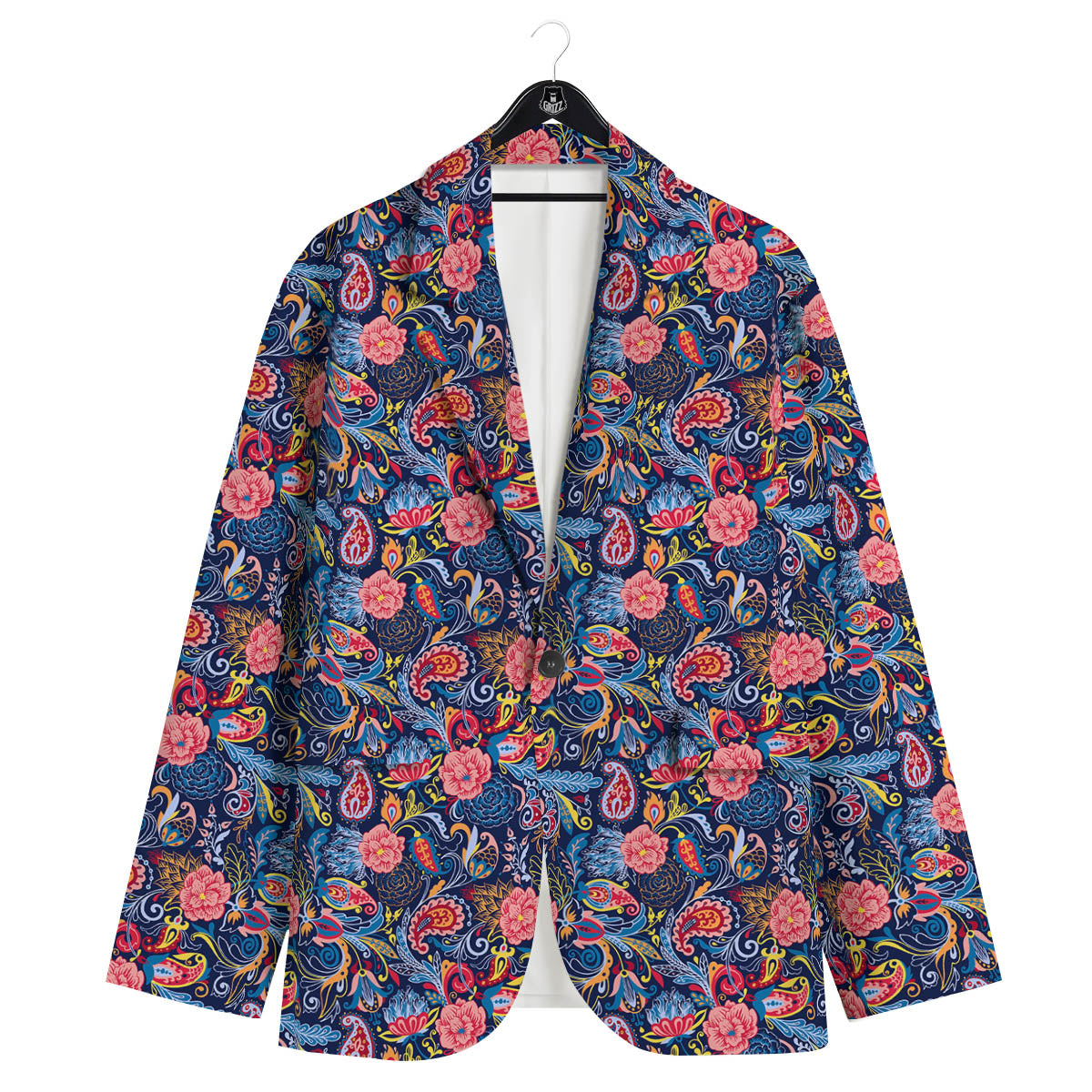 Paisley Blue Print Pattern Men's Sport Coat-grizzshop