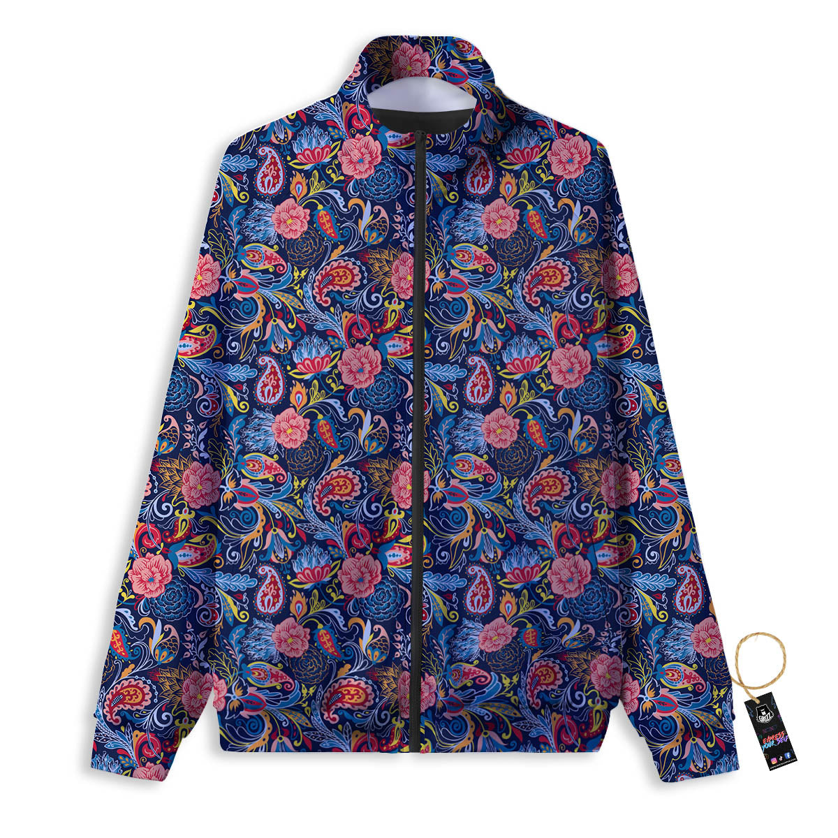Paisley Blue Print Pattern Track Jacket-grizzshop