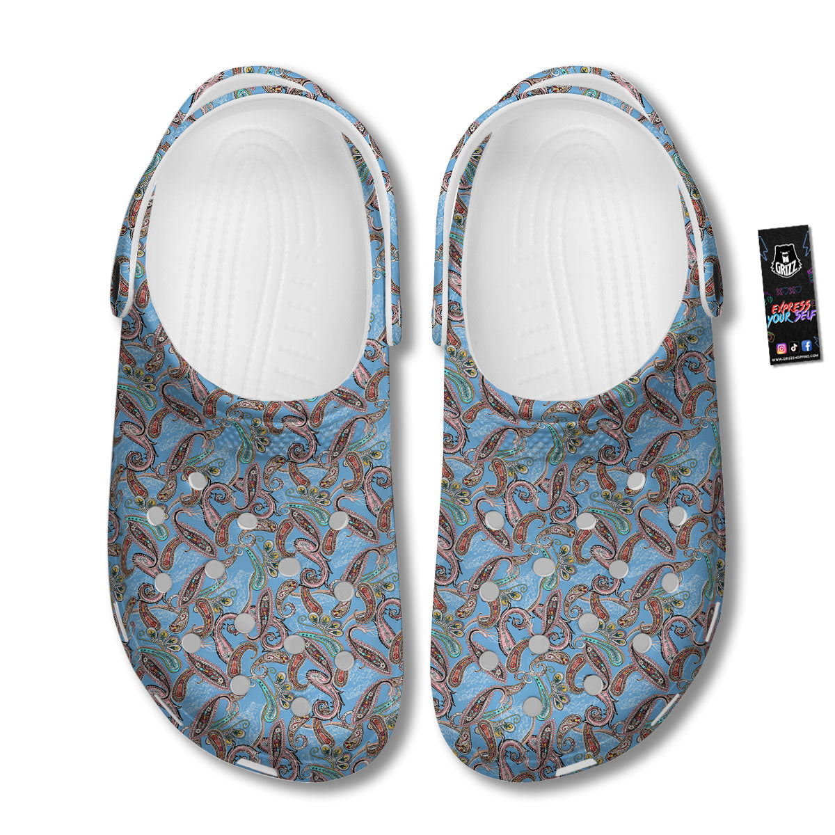 Paisley Bohemian Blue Sky Print Pattern Clog-grizzshop