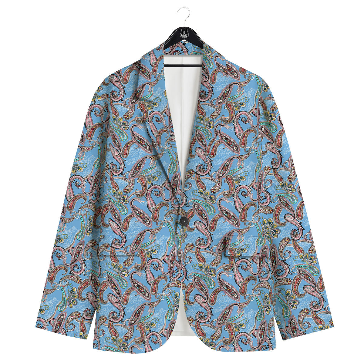 Paisley Bohemian Blue Sky Print Pattern Men's Sport Coat-grizzshop