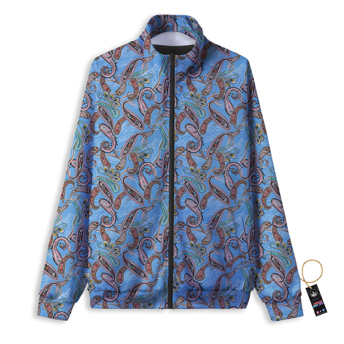 Paisley Bohemian Blue Sky Print Pattern Track Jacket-grizzshop
