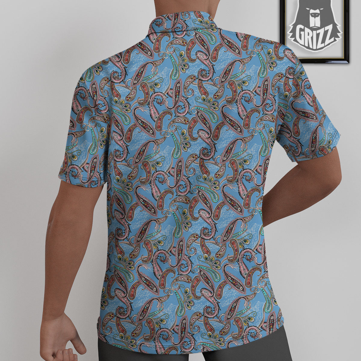 Paisley Bohemian Blue Sky Print Pattern Untucked Shirts-grizzshop