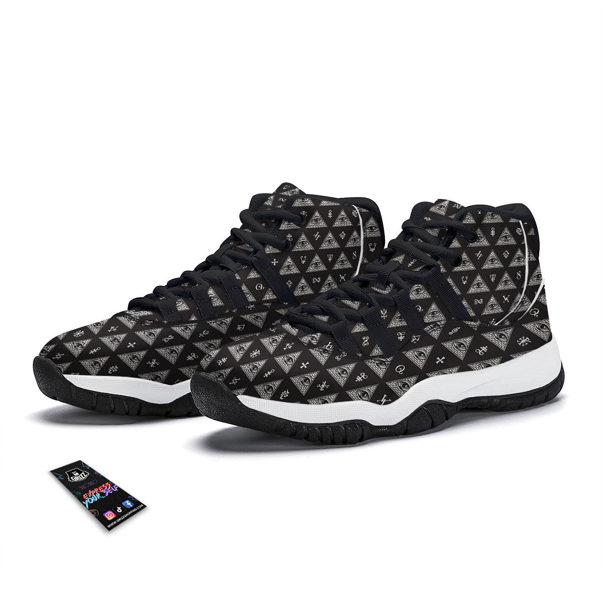 Paisley Bohemian Dark Print Pattern Black Bball Shoes-grizzshop