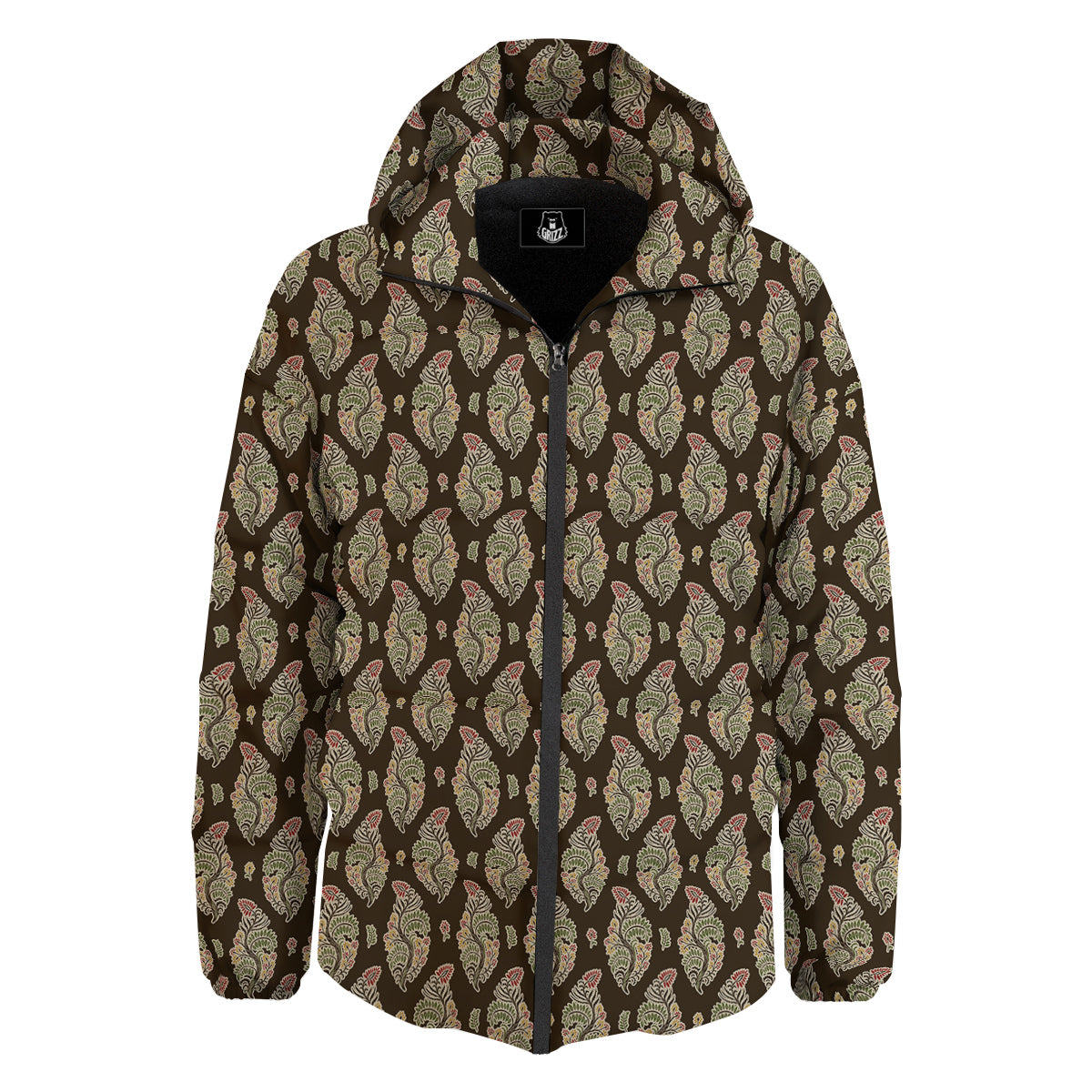 Paisley Bohemian Dark Print Pattern Down Jacket-grizzshop