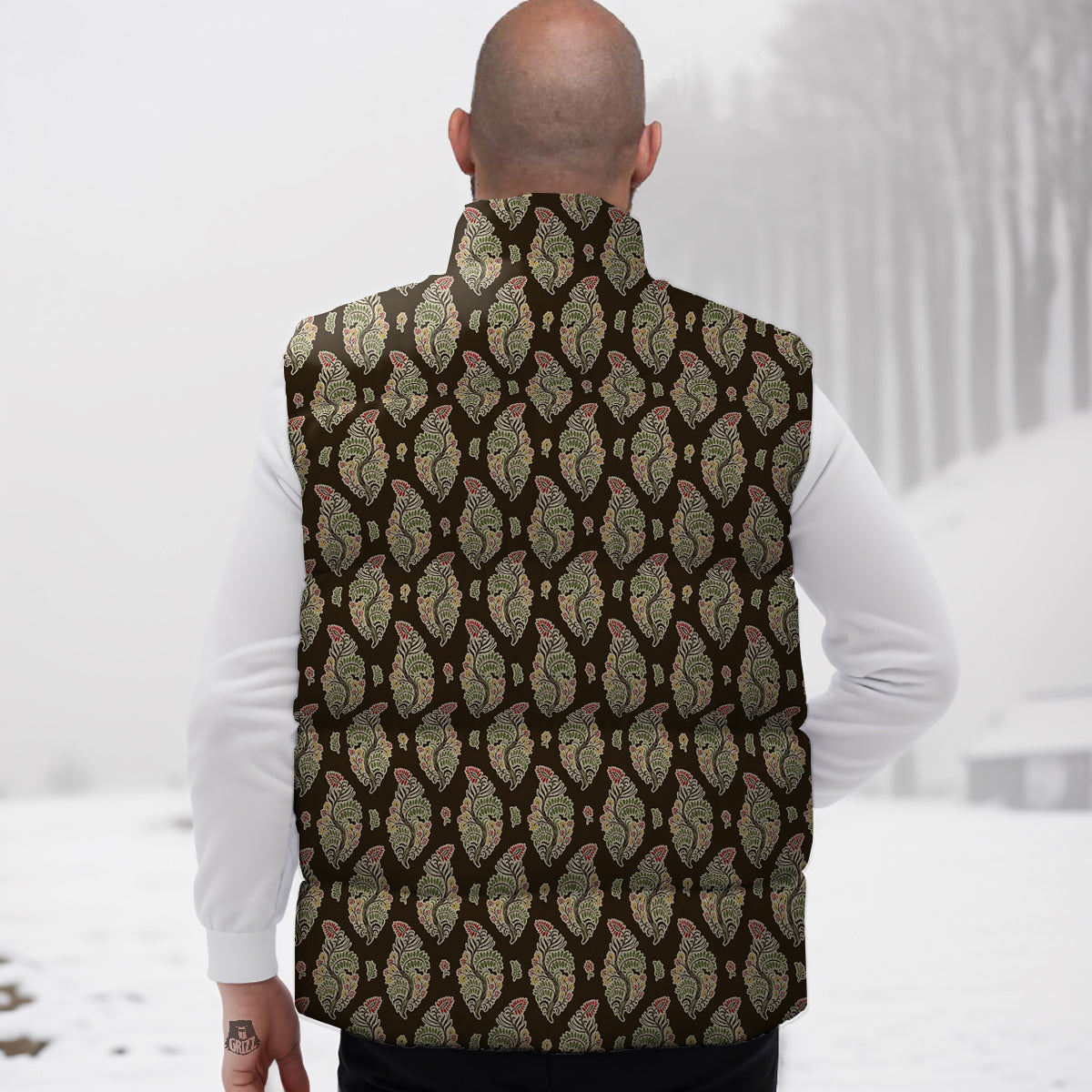 Paisley Bohemian Dark Print Pattern Down Vest