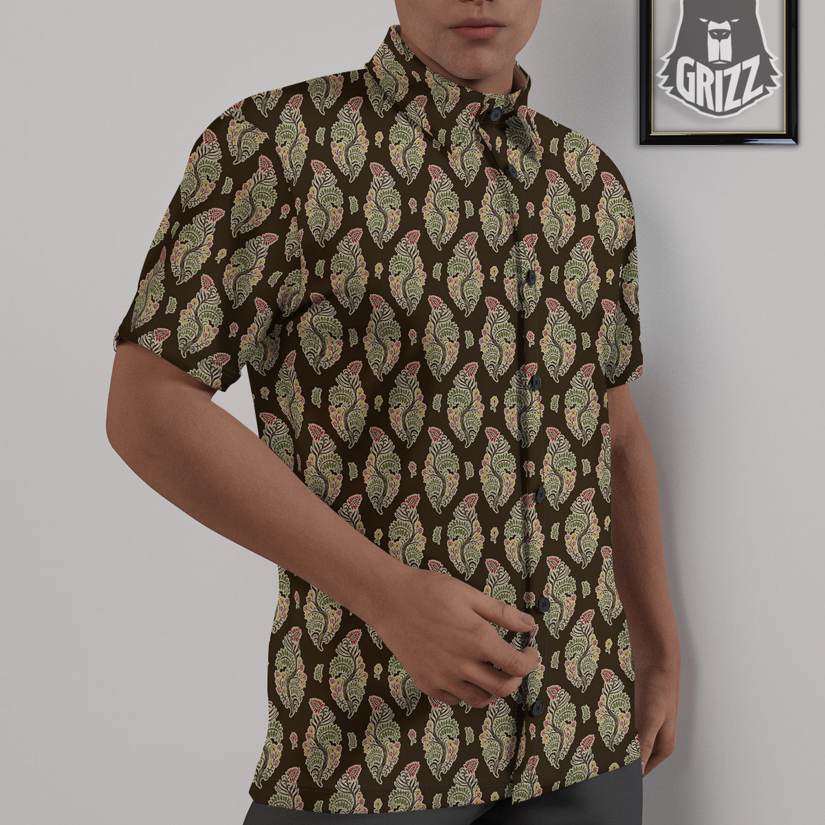 Paisley Bohemian Dark Print Pattern Untucked Shirts-grizzshop