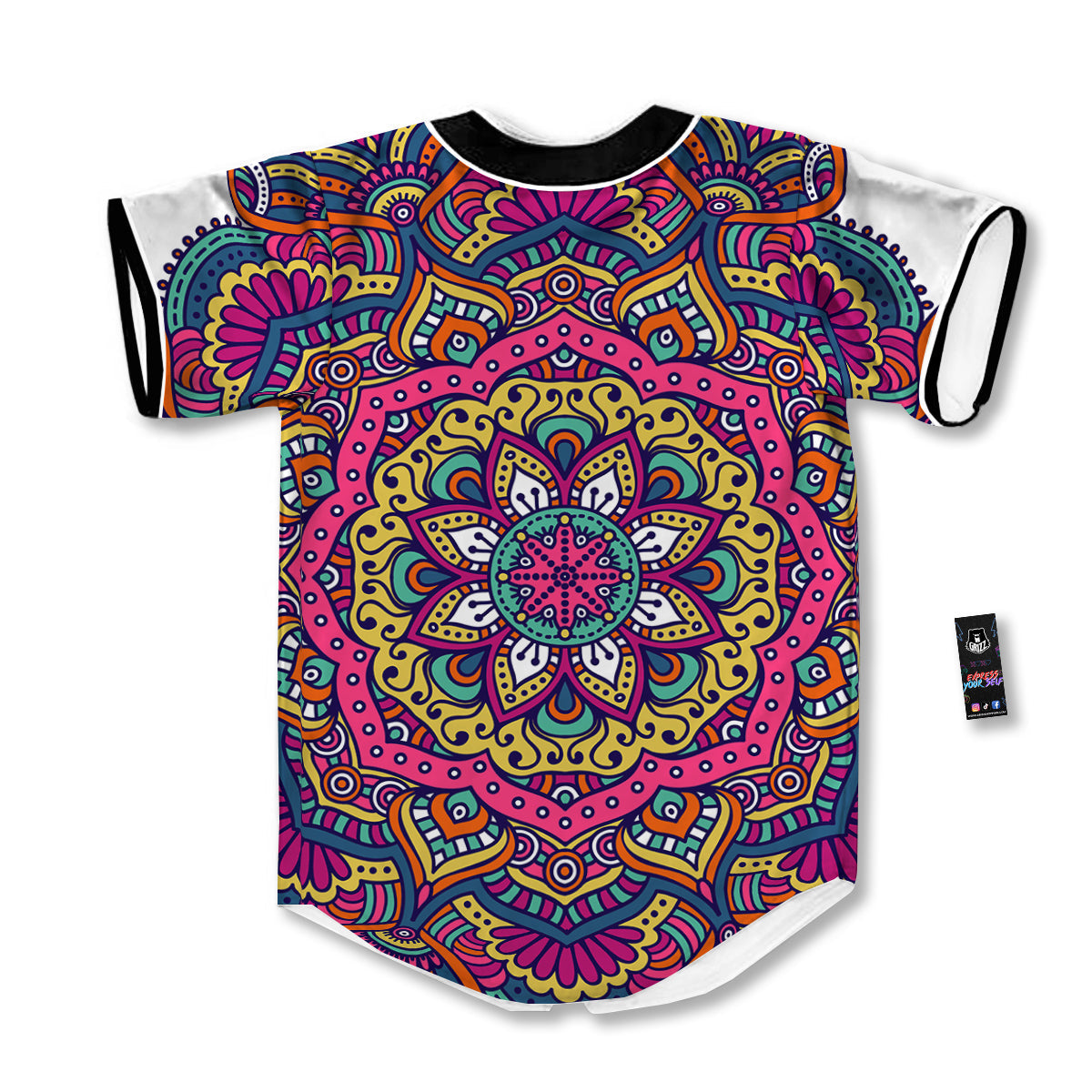 Paisley Boho Colorful Print Baseball Jersey-grizzshop