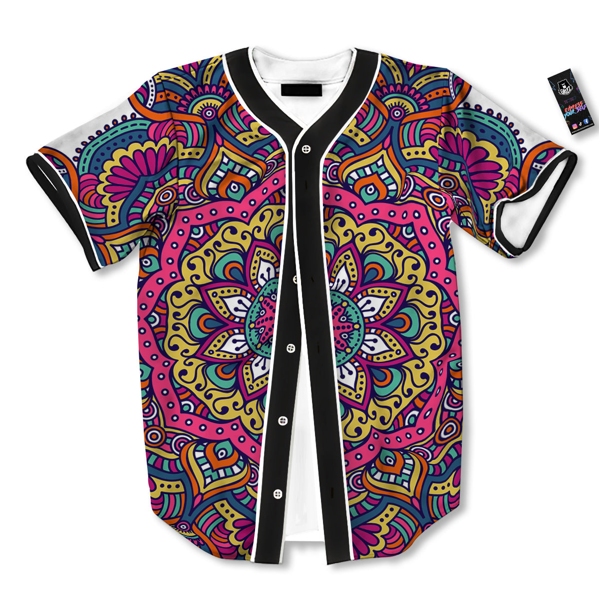 Paisley Boho Colorful Print Baseball Jersey-grizzshop