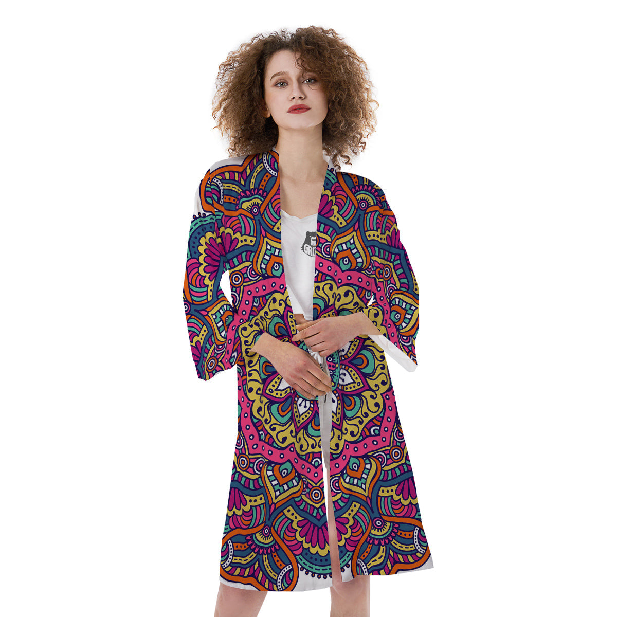 Paisley Boho Colorful Print Kimono-grizzshop