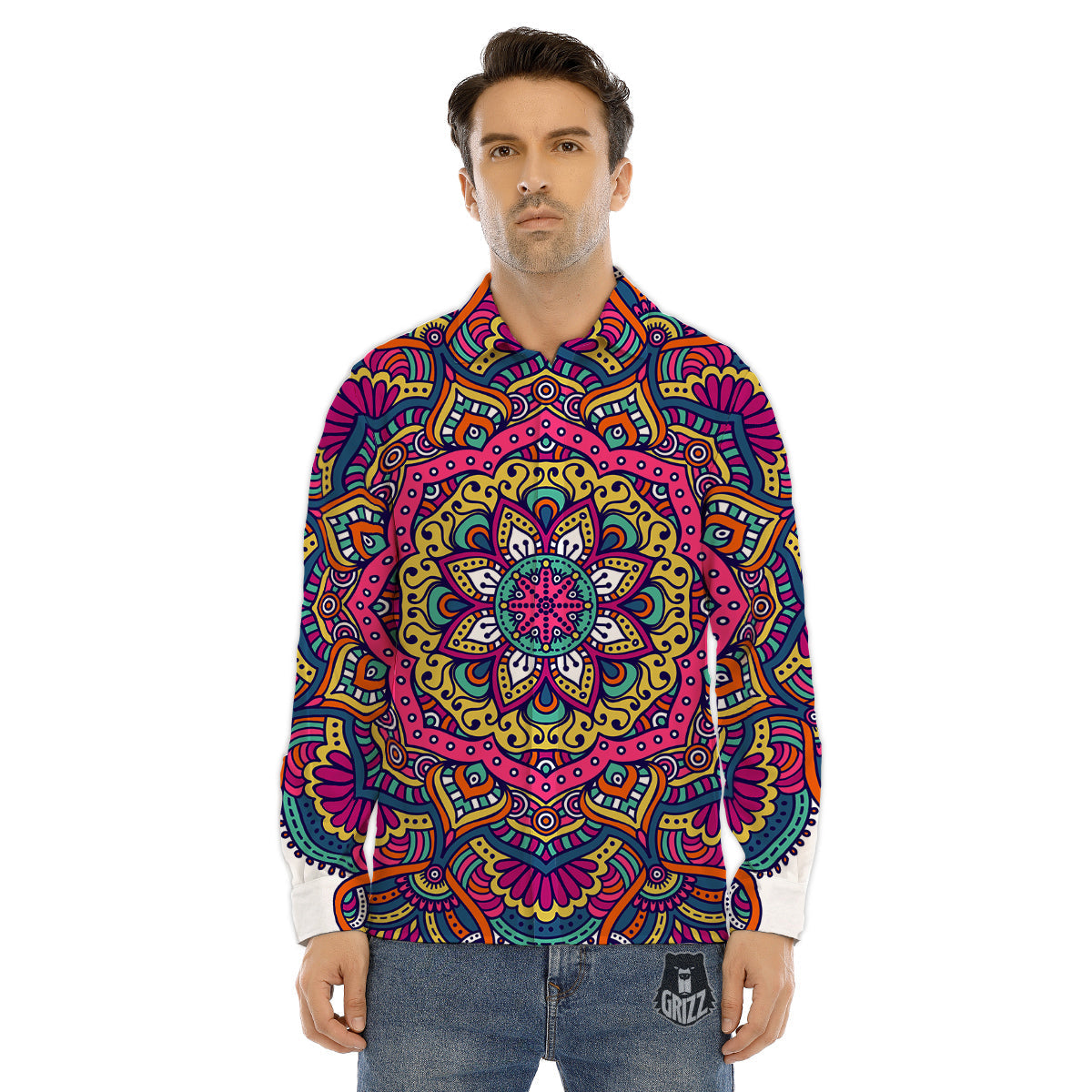 Paisley Boho Colorful Print Men's Dress Shirts-grizzshop