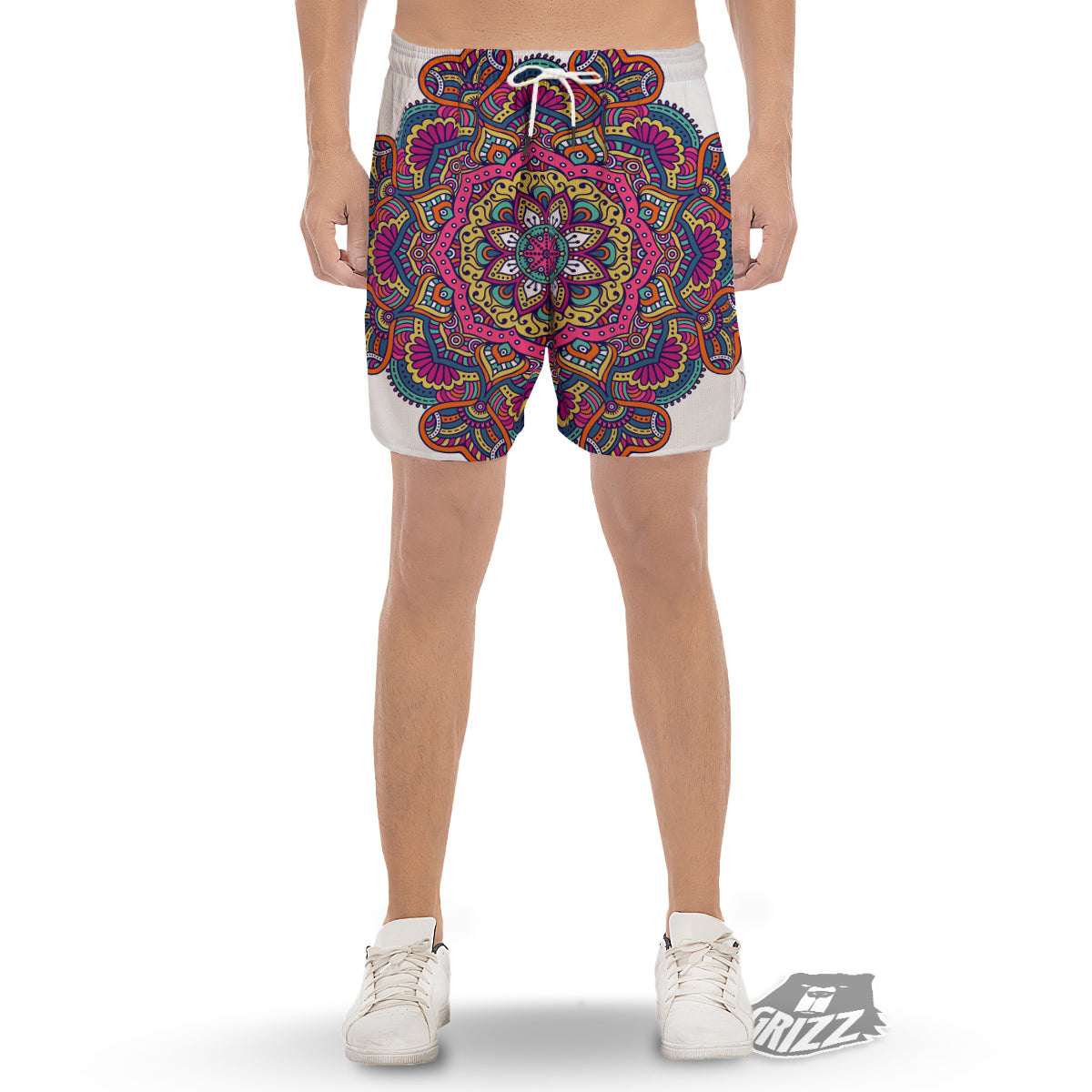 Paisley Boho Colorful Print Men's Gym Shorts-grizzshop