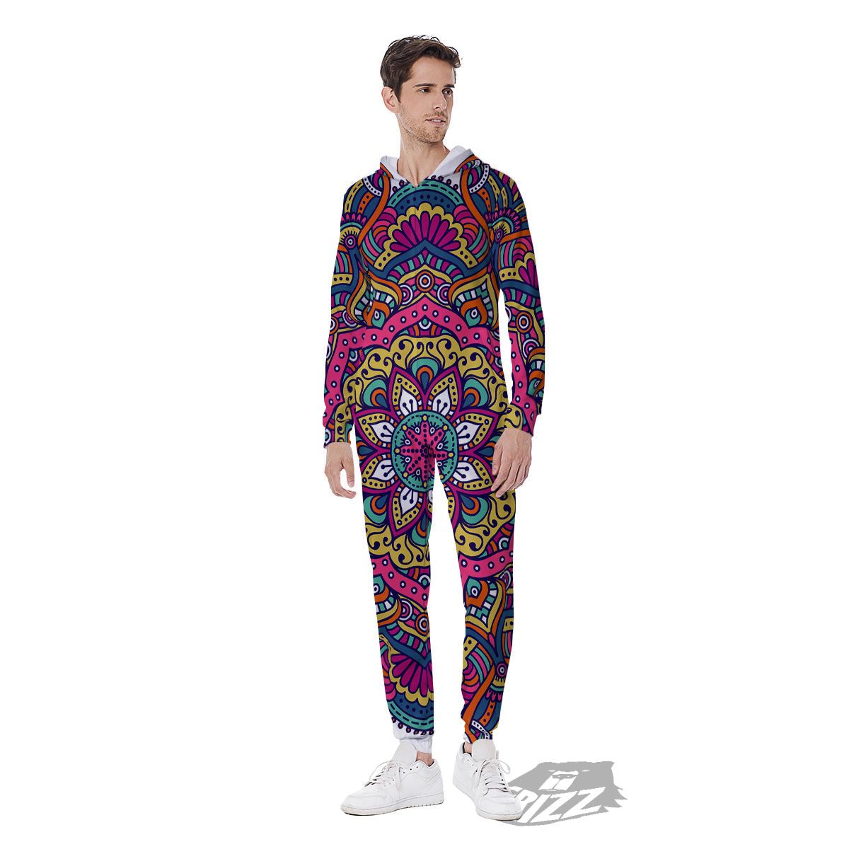 Paisley Boho Colorful Print Men's Jumpsuit-grizzshop