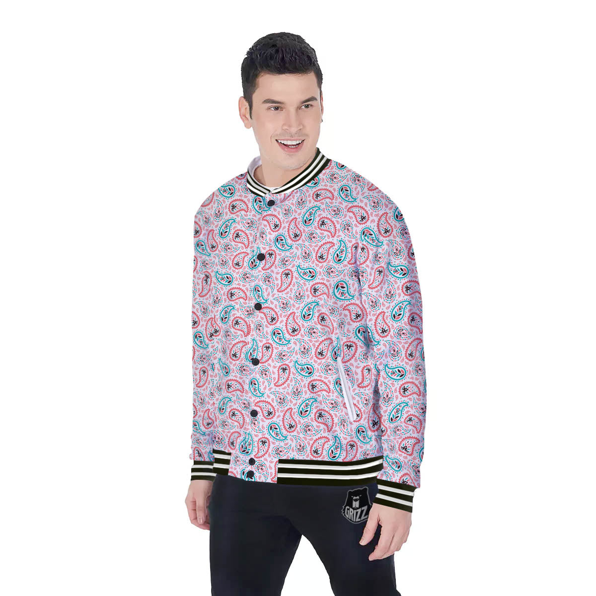 Paisley Boho Colorful Print Pattern Baseball Jacket-grizzshop