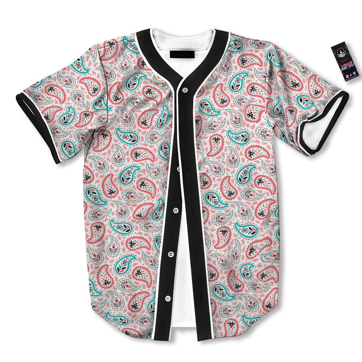 Paisley Boho Colorful Print Pattern Baseball Jersey-grizzshop