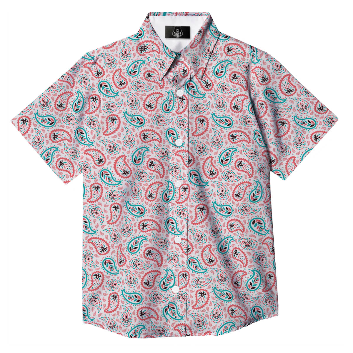 Paisley Boho Colorful Print Pattern Button Up Shirt