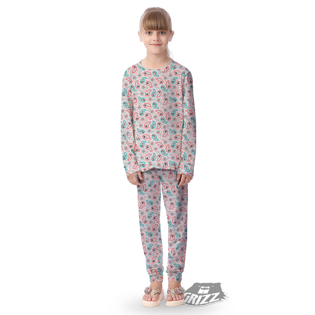 Paisley Boho Colorful Print Pattern Kid's Pajamas-grizzshop