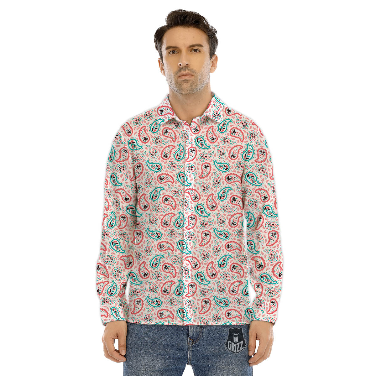 Paisley Boho Colorful Print Pattern Men's Dress Shirts-grizzshop