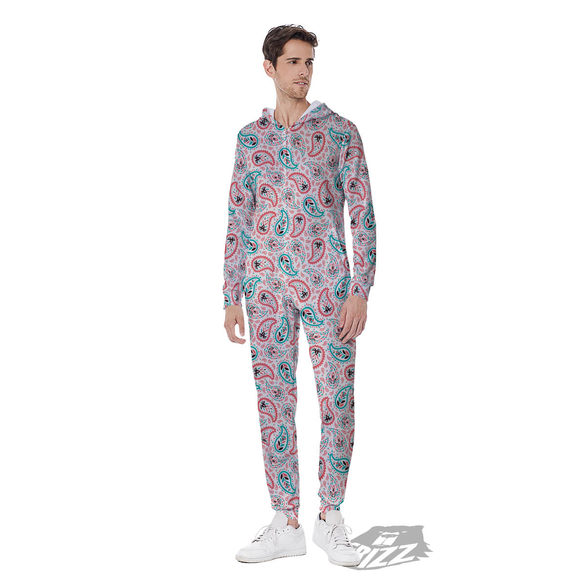 Paisley Boho Colorful Print Pattern Men's Jumpsuit-grizzshop