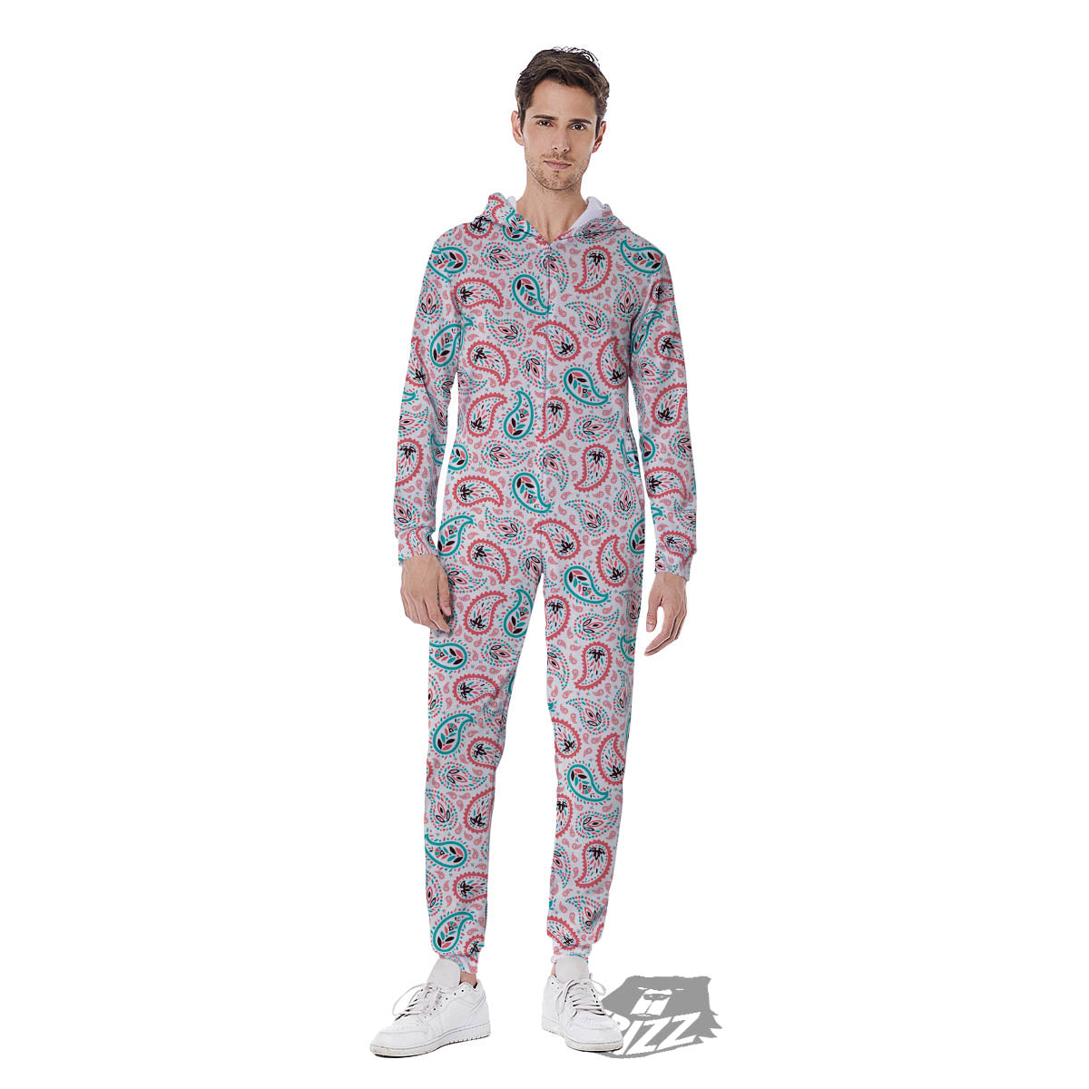 Paisley Boho Colorful Print Pattern Men's Jumpsuit-grizzshop