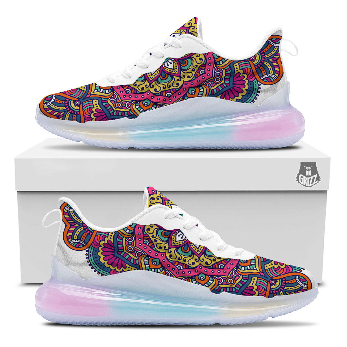 Paisley Boho Colorful Print Running Sneakers-grizzshop