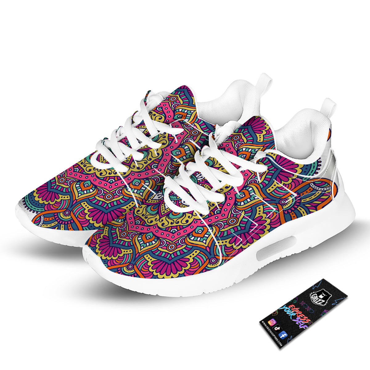 Paisley Boho Colorful Print Tennis Shoes-grizzshop