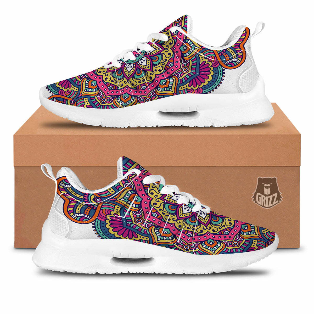 Paisley Boho Colorful Print Tennis Shoes-grizzshop