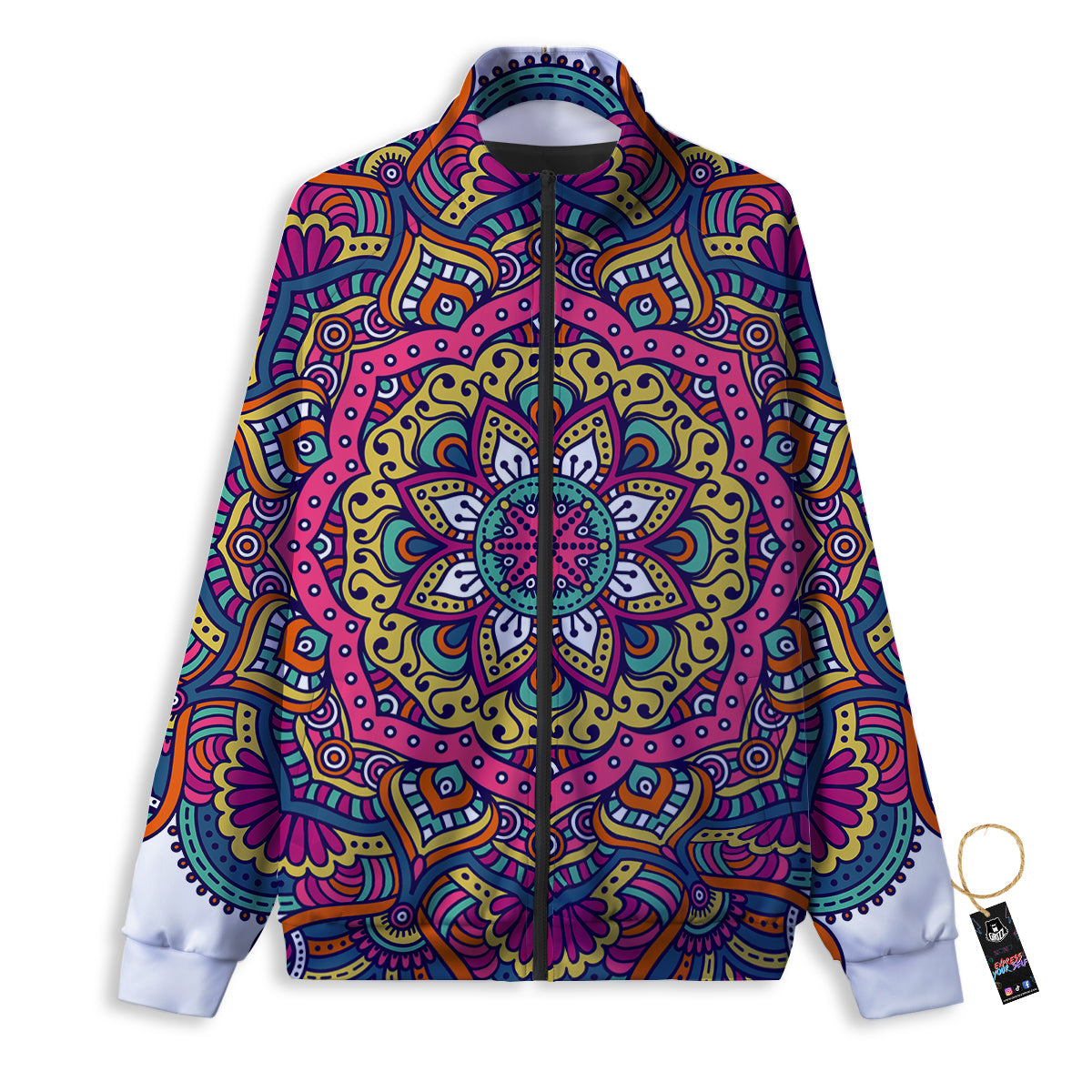 Paisley Boho Colorful Print Track Jacket-grizzshop