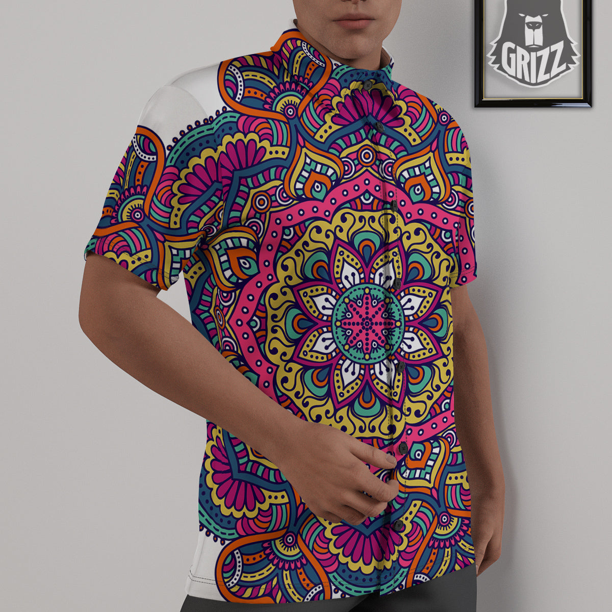 Paisley Boho Colorful Print Untucked Shirts-grizzshop