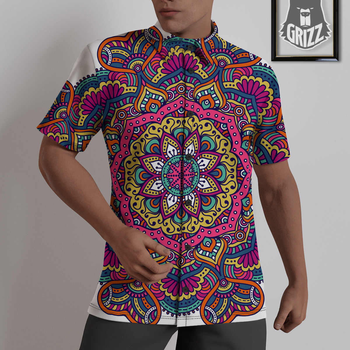 Paisley Boho Colorful Print Untucked Shirts-grizzshop