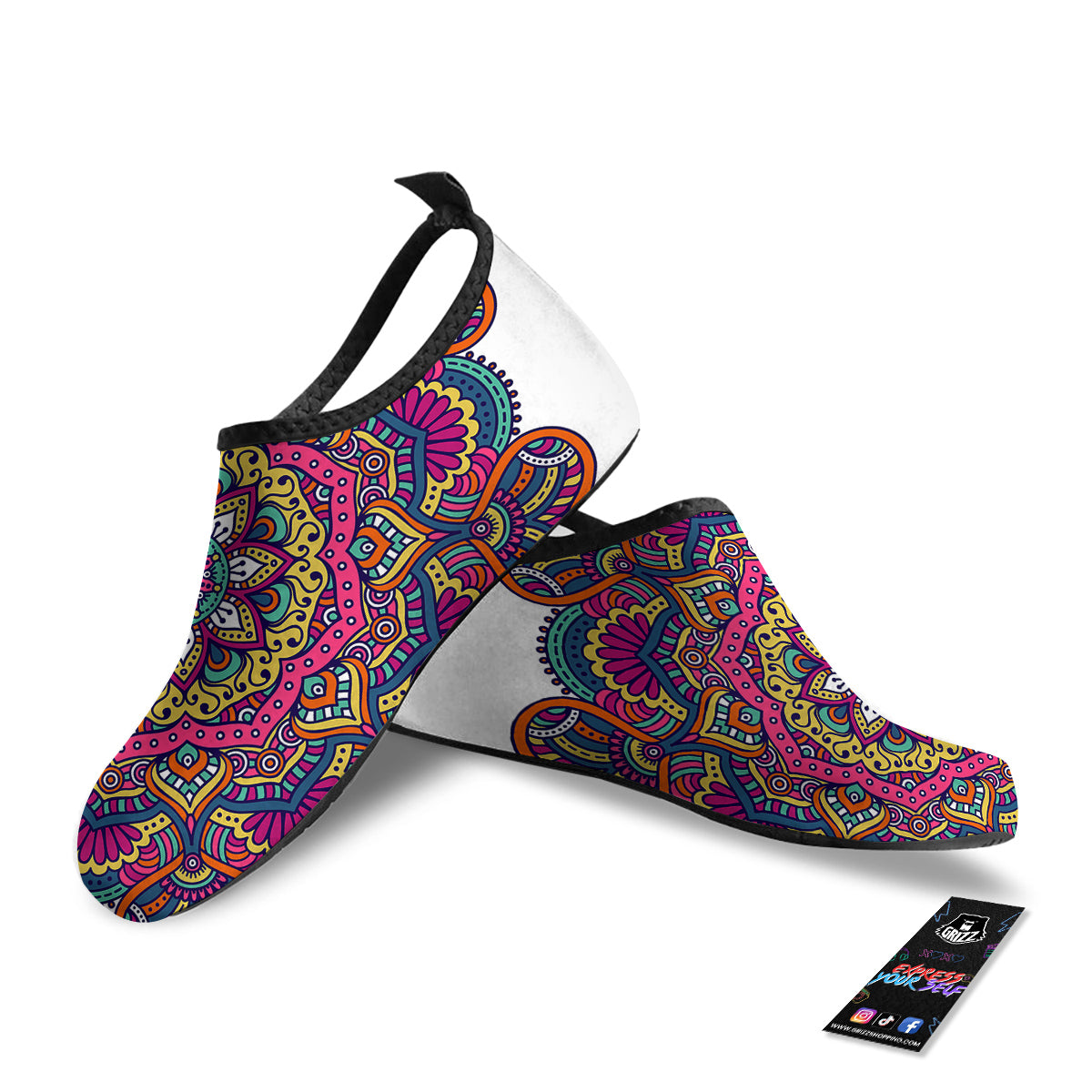 Paisley Boho Colorful Print Water Shoes-grizzshop