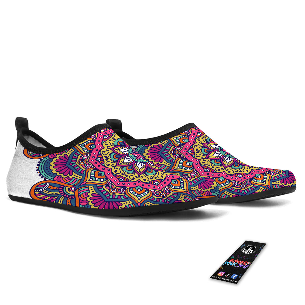 Paisley Boho Colorful Print Water Shoes-grizzshop