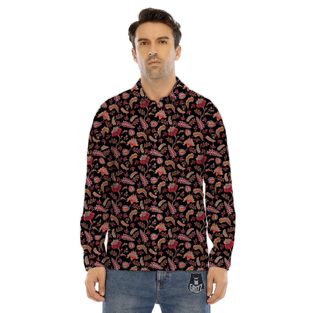 Paisley Boho Print Pattern Men's Dress Shirts-grizzshop