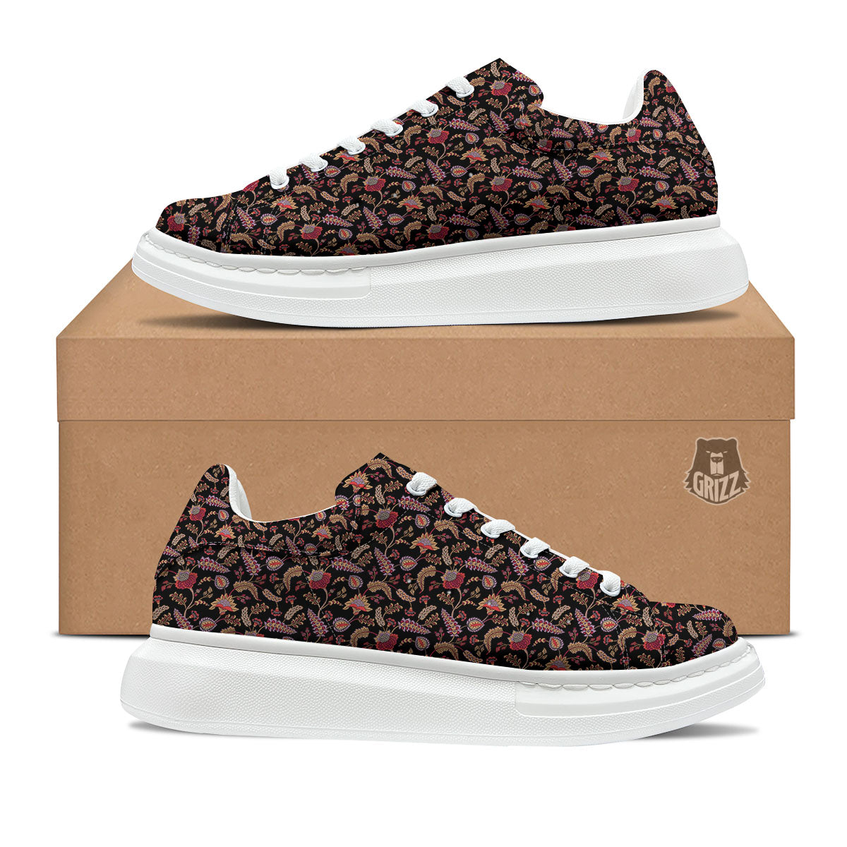 Paisley Boho Print Pattern Platform Shoes-grizzshop