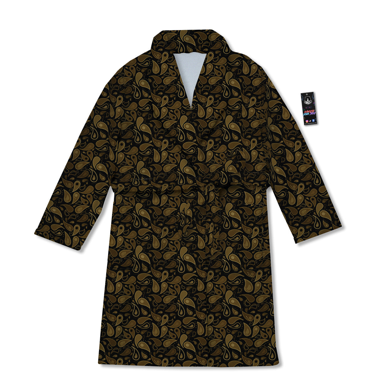 Paisley Dark Brown Print Pattern Bathrobe-grizzshop