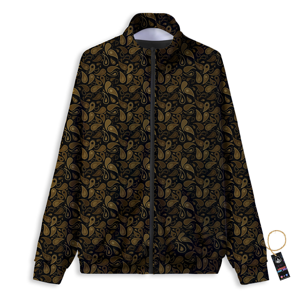 Paisley Dark Brown Print Pattern Track Jacket-grizzshop