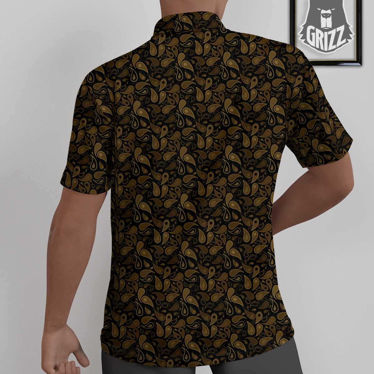 Paisley Dark Brown Print Pattern Untucked Shirts-grizzshop