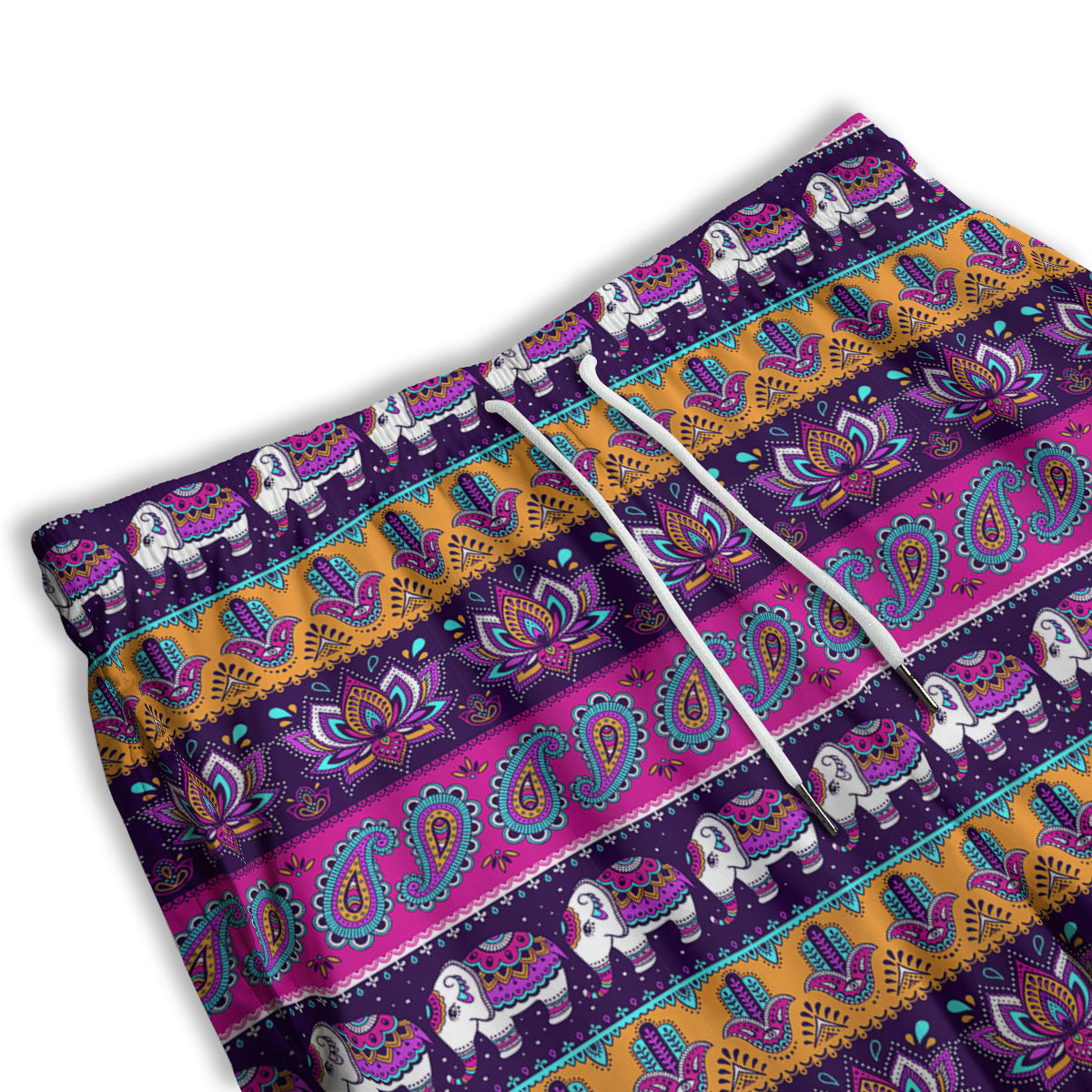 Paisley Elephant Hamsa Print Pattern Men's Athletic Shorts