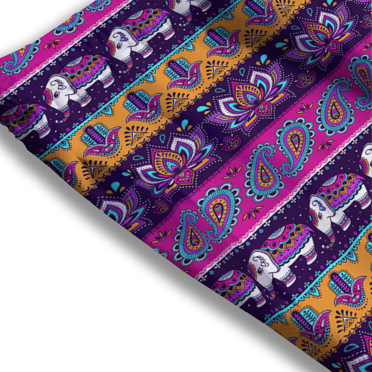 Paisley Elephant Hamsa Print Pattern Mesh Shorts