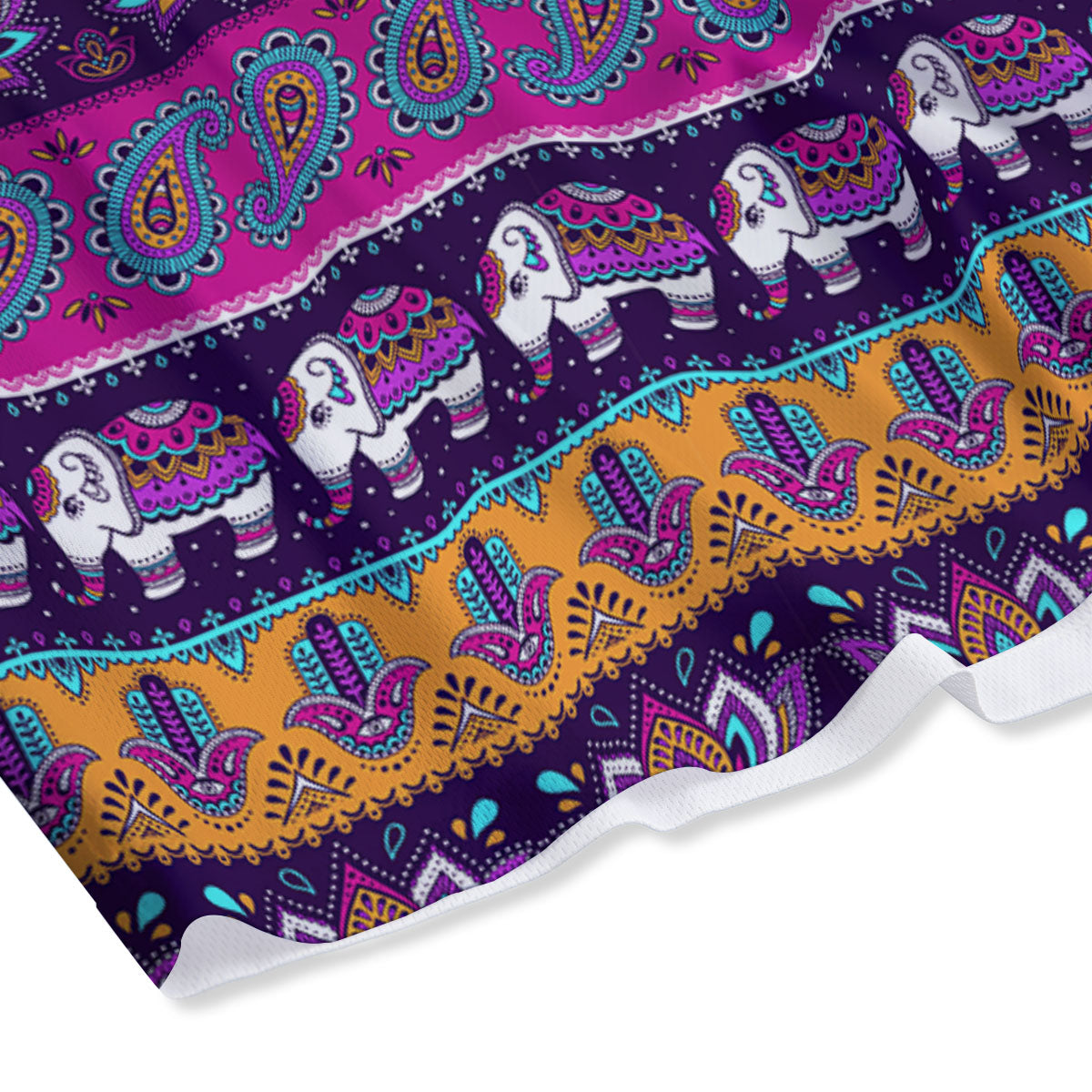 Paisley Elephant Hamsa Print Pattern Mesh Shorts