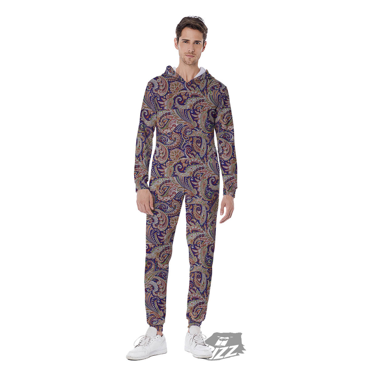 Paisley Indian Colorful Print Pattern Men's Jumpsuit-grizzshop