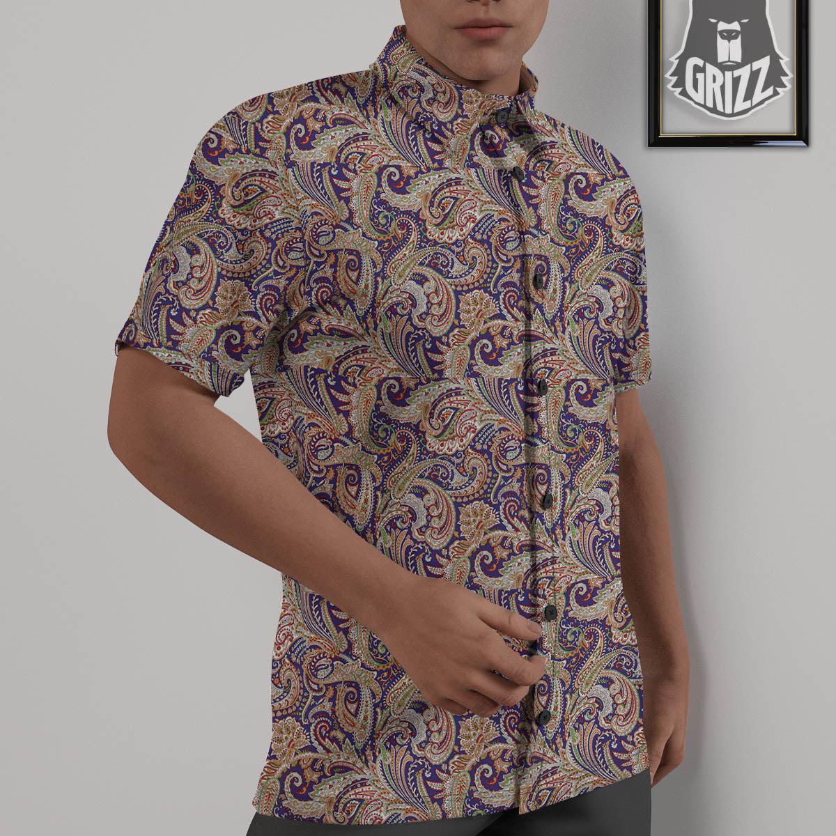 Paisley Indian Colorful Print Pattern Untucked Shirts-grizzshop