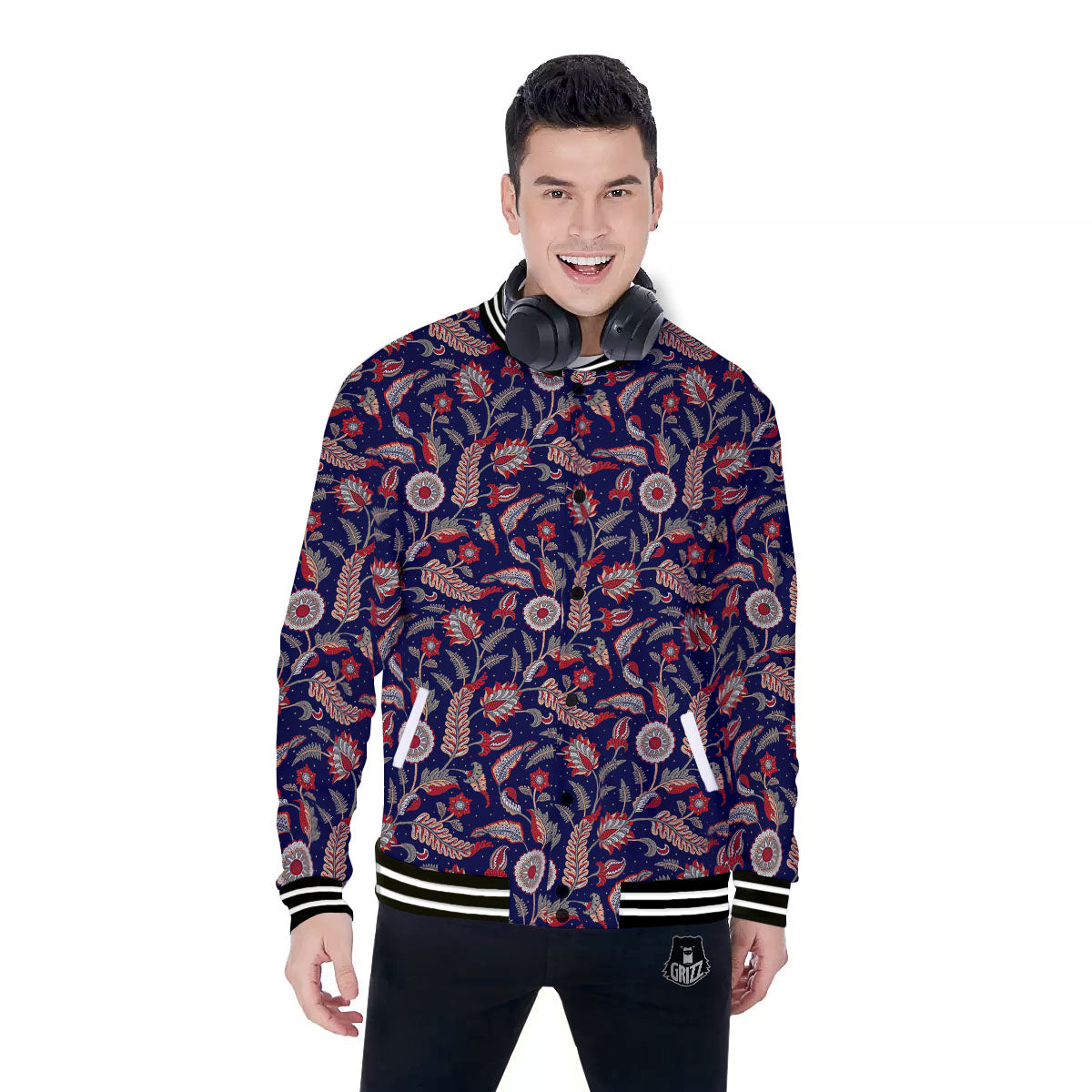 Paisley Indian Print Pattern Baseball Jacket-grizzshop