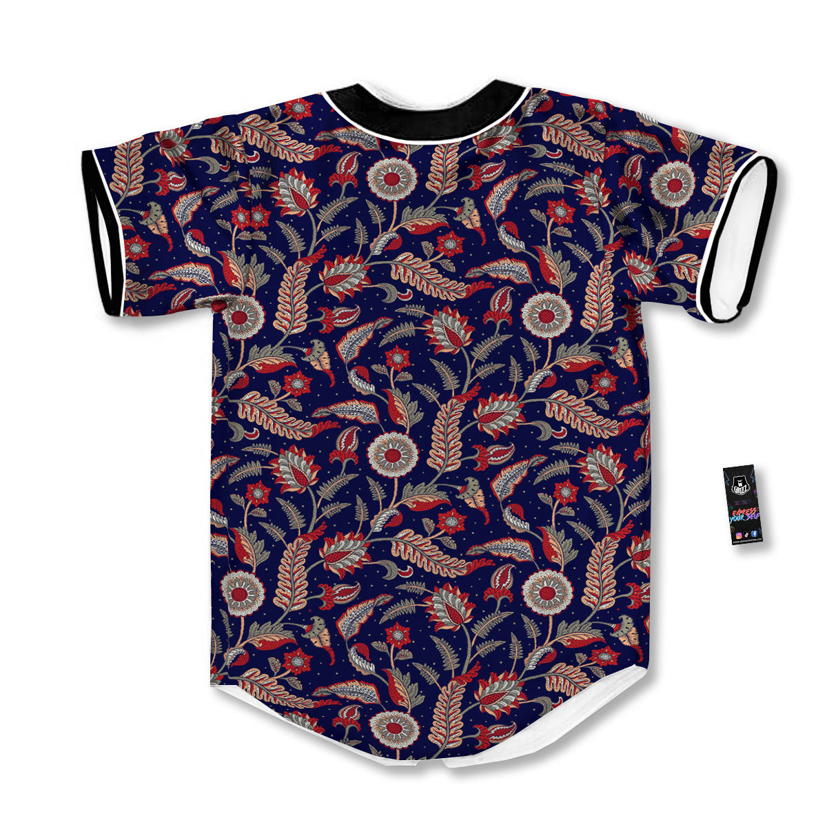 Paisley Indian Print Pattern Baseball Jersey-grizzshop