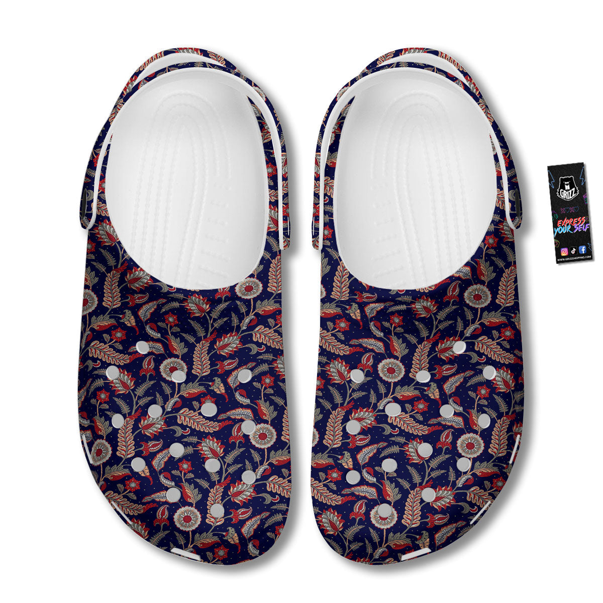Paisley Indian Print Pattern Clog-grizzshop