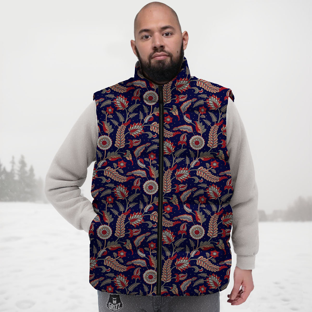 Paisley Indian Print Pattern Down Vest