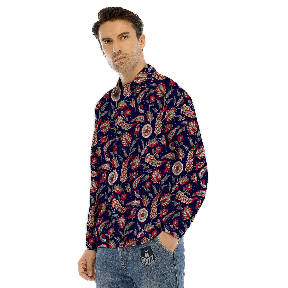 Paisley Indian Print Pattern Men's Dress Shirts-grizzshop