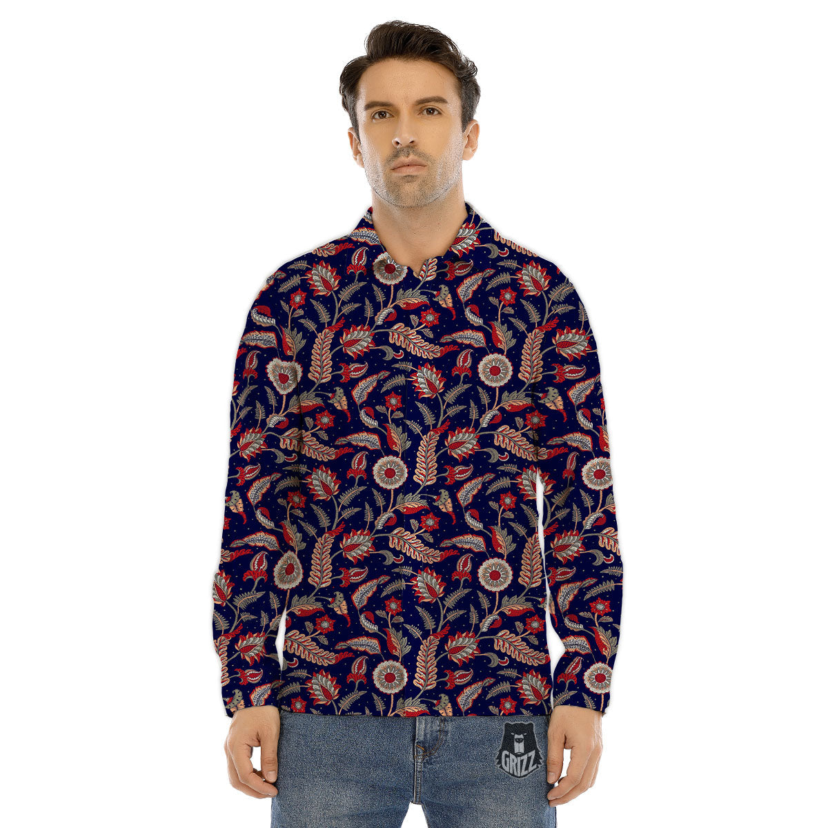 Paisley Indian Print Pattern Men's Dress Shirts-grizzshop