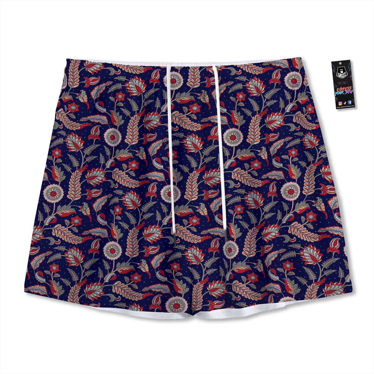 Paisley Indian Print Pattern Mesh Shorts
