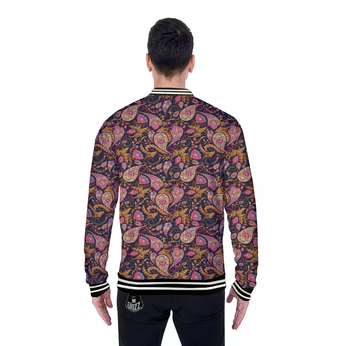 Paisley Indian Retro Print Pattern Baseball Jacket-grizzshop